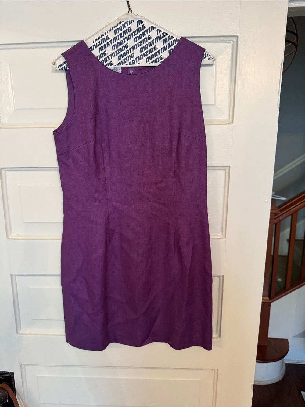 Bloomingdale's Purple Sleeveless Midi Sheath Dress